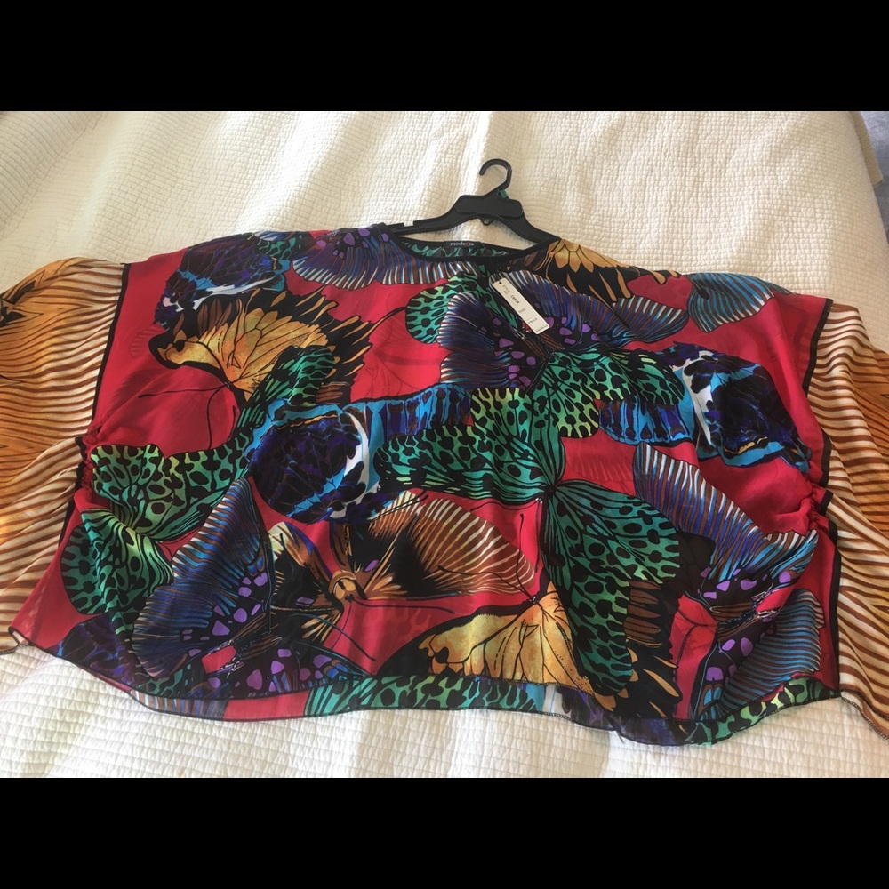 Flowy see thru multi colored top